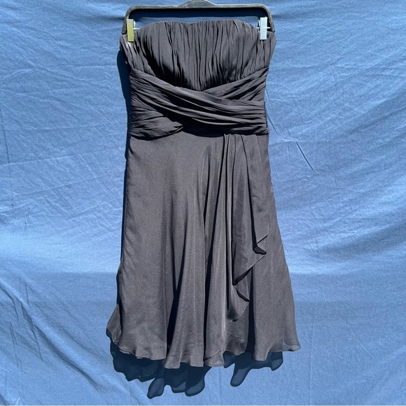 White House Black Market Dresses & Skirts - 100% Silk WHBM Strapless Black Cocktail Homecoming Dress size 4 natural fibers
